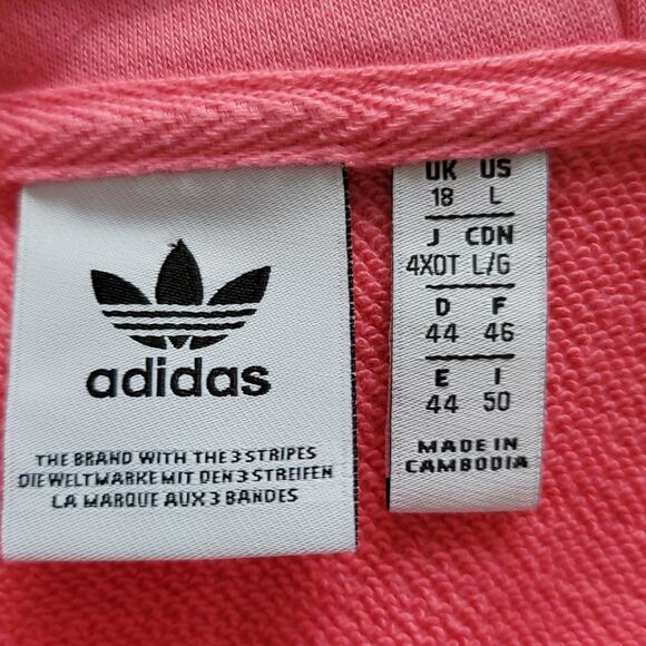 ADIDAS Hoodie Sweatshirt Colorado Cropped Velvet Trefoil Size Large Pink - Picture 7 of 9